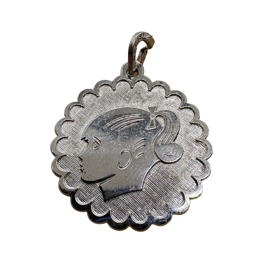 Vintage Beau Sterling Silver Girl Silhouette Charm Engraved Rae 5-14-84 2.43g
